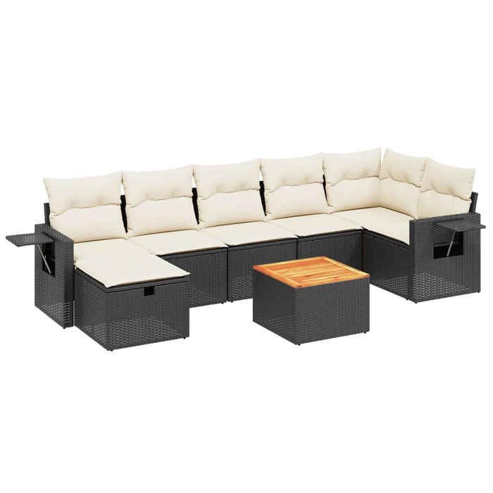 Set mobilier de grădină cu perne, 8 piese, negru, poliratan - WALTI WALTI
