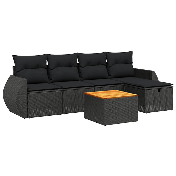 Set mobilier de grădină cu perne, 6 piese, negru, poliratan - WALTI WALTI