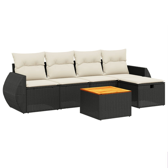 Set mobilier de grădină cu perne, 6 piese, negru, poliratan - WALTI WALTI