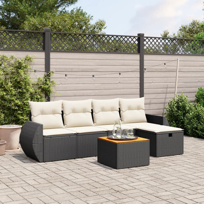 Set mobilier de grădină cu perne, 6 piese, negru, poliratan - WALTI WALTI