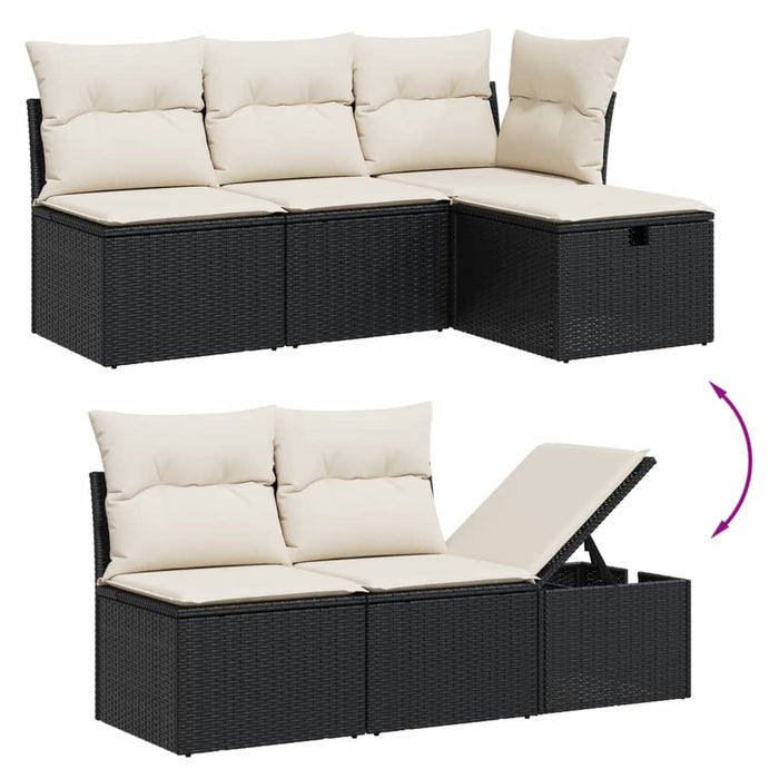 Set canapele de grădină cu perne, 7 piese, negru, poliratan WALTI