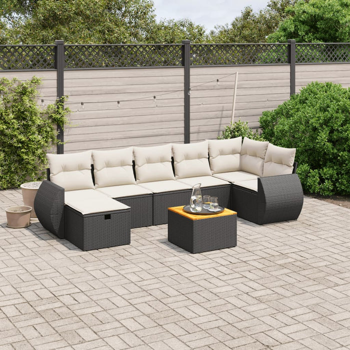 Set mobilier de grădină cu perne, 8 piese, negru, poliratan - WALTI WALTI