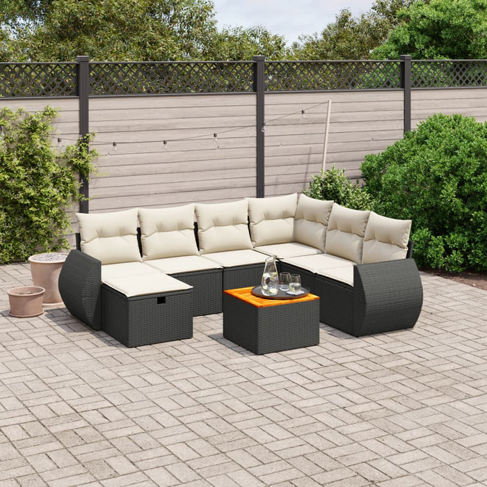Set mobilier de grădină cu perne, 8 piese, negru, poliratan - WALTI WALTI