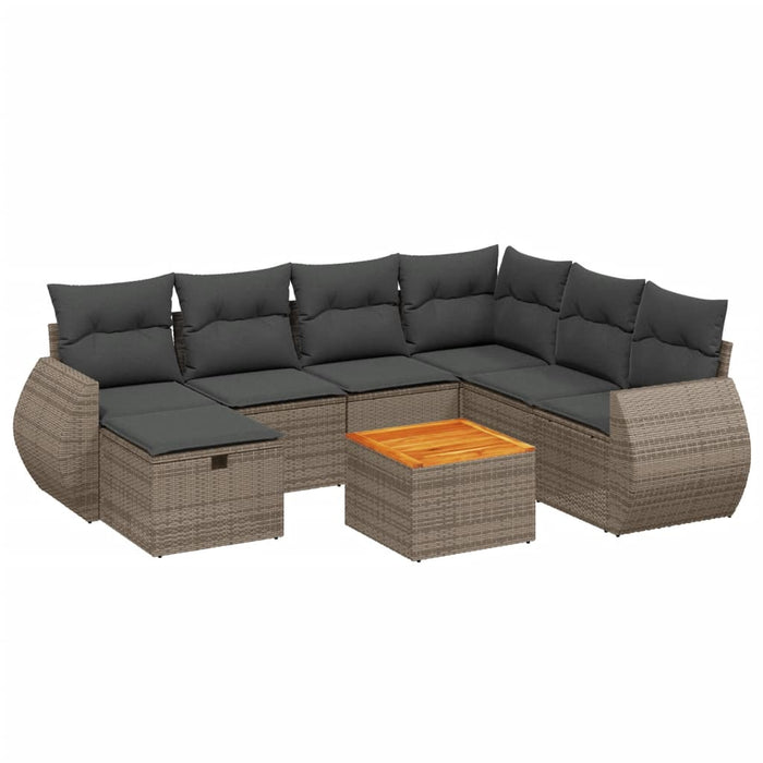 Set canapele de grădină cu perne, 8 piese, gri, poliratan WALTI