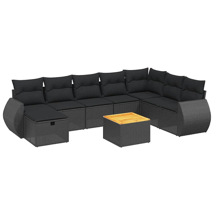 Set mobilier de grădină cu perne, 9 piese, negru, poliratan - WALTI WALTI