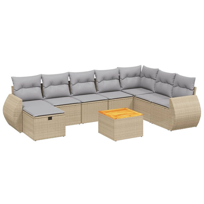 Set canapele de grădină, 9 piese, cu perne, bej, poliratan - WALTI WALTI