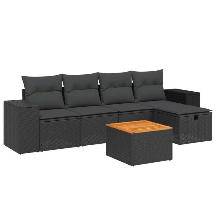 Set mobilier de grădină cu perne, 6 piese, negru, poliratan - WALTI WALTI