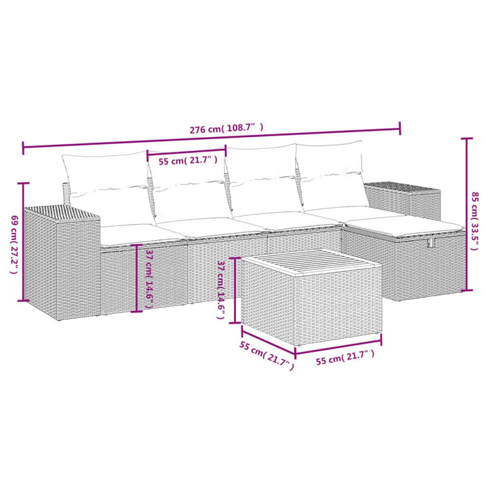 Set mobilier de grădină cu perne, 6 piese, negru, poliratan - WALTI WALTI