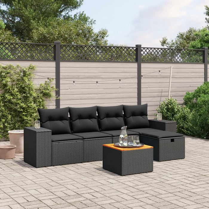 Set mobilier de grădină cu perne, 6 piese, negru, poliratan - WALTI WALTI