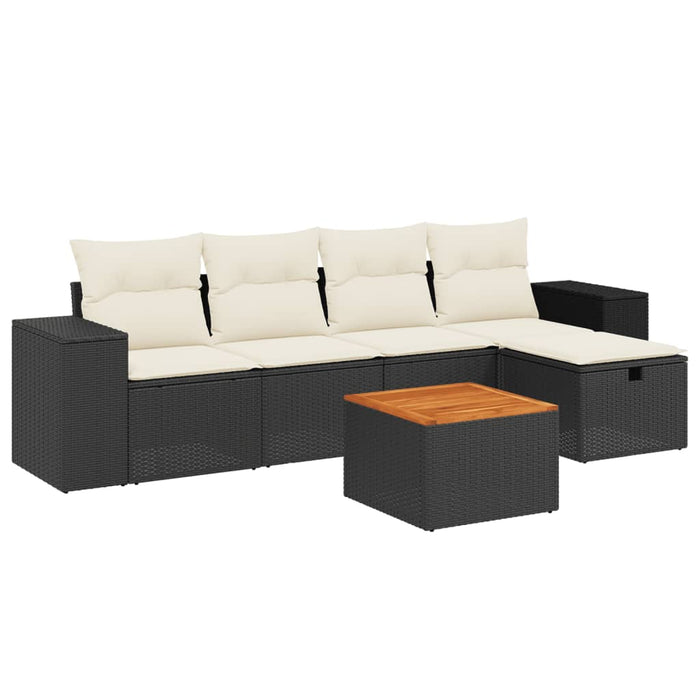 Set mobilier de grădină cu perne, 6 piese, negru, poliratan - WALTI WALTI