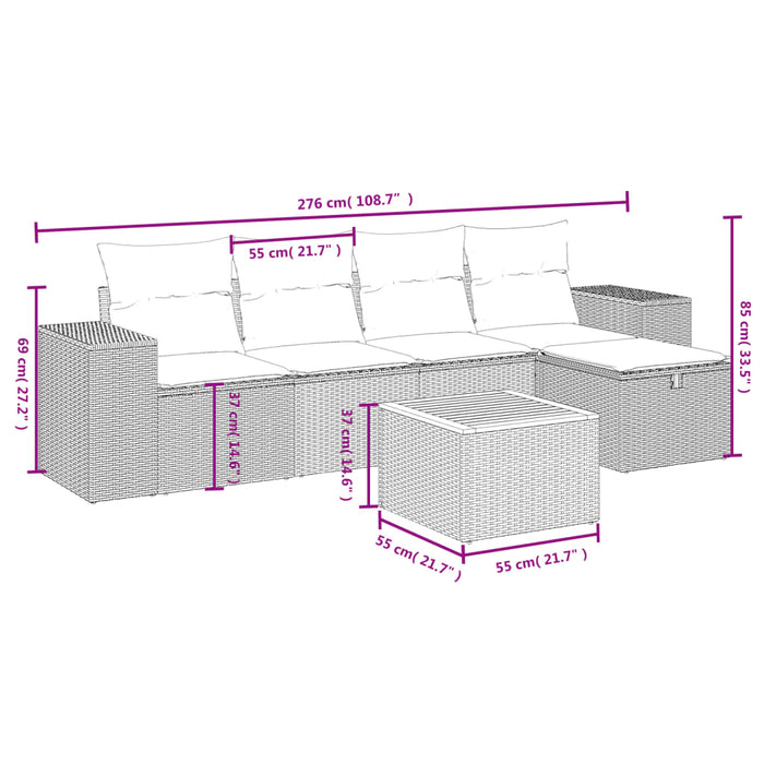 Set mobilier de grădină cu perne, 6 piese, negru, poliratan - WALTI WALTI