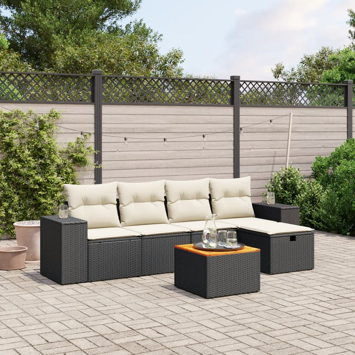 Set mobilier de grădină cu perne, 6 piese, negru, poliratan - WALTI WALTI