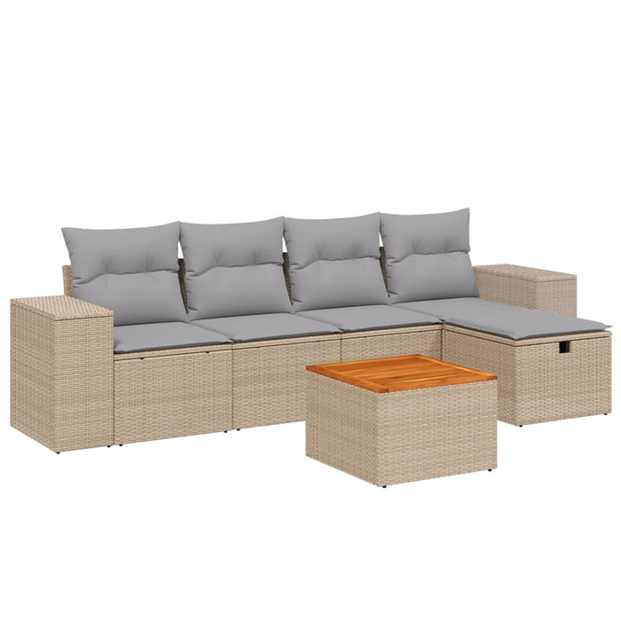 Set canapele de grădină, 6 piese, cu perne, bej, poliratan - WALTI WALTI