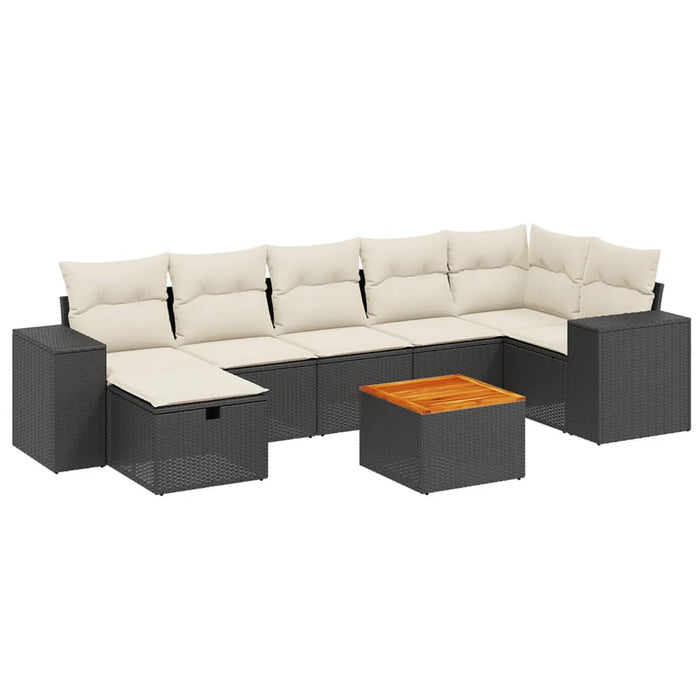 Set mobilier de grădină cu perne, 8 piese, negru, poliratan - WALTI WALTI
