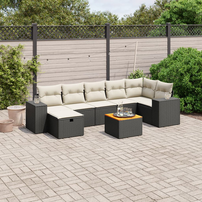 Set mobilier de grădină cu perne, 8 piese, negru, poliratan - WALTI WALTI