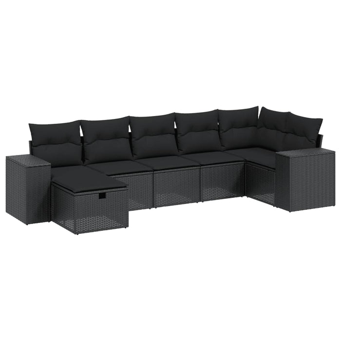 Set mobilier de grădină cu perne, 8 piese, negru, poliratan - WALTI WALTI