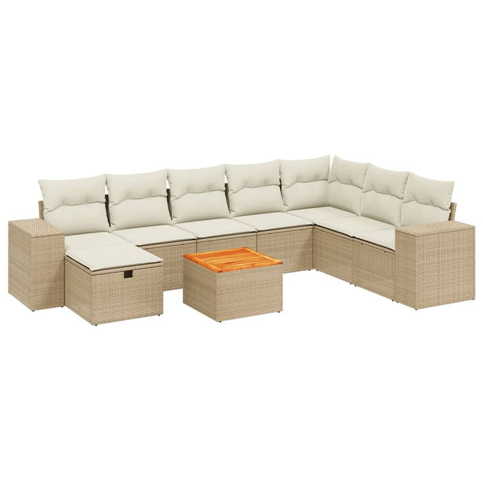 Set canapele de grădină, 9 piese, cu perne, bej, poliratan - WALTI WALTI