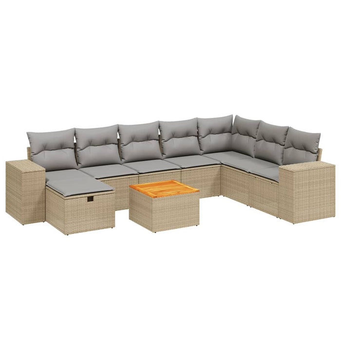 Set canapele de grădină, 9 piese, cu perne, bej, poliratan - WALTI WALTI