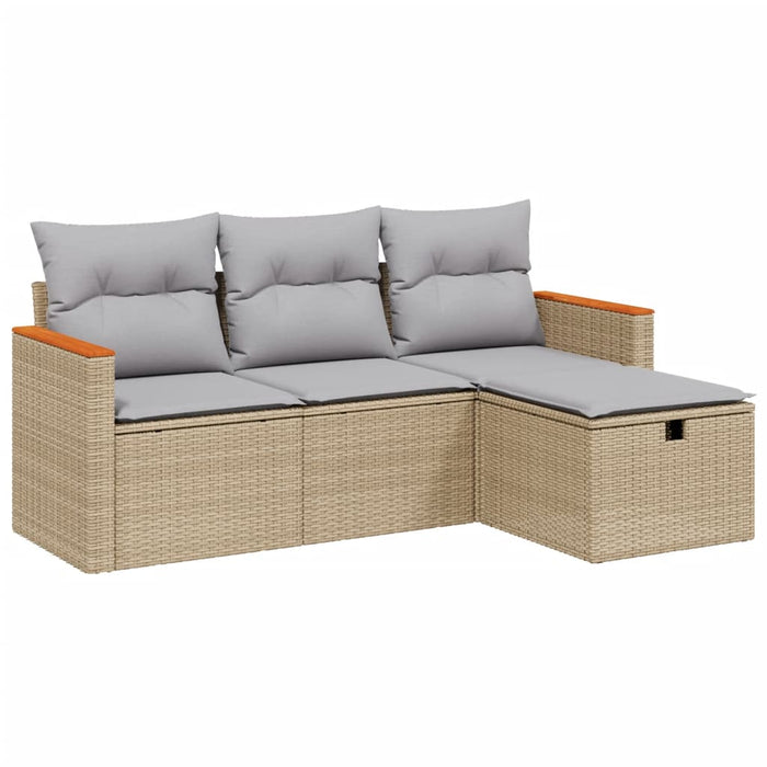 Set canapele de grădină, 4 piese, cu perne, mix bej, poliratan - WALTI WALTI
