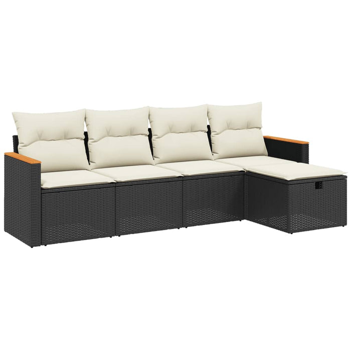 Set mobilier de grădină cu perne, 5 piese, negru, poliratan - WALTI WALTI