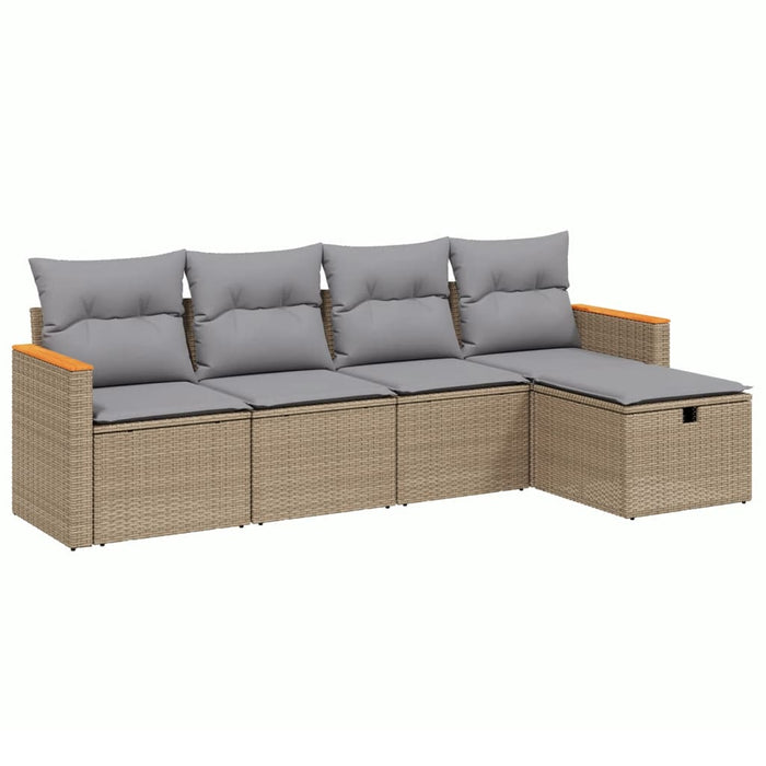 Set canapele de grădină, 5 piese, cu perne, bej, poliratan - WALTI WALTI