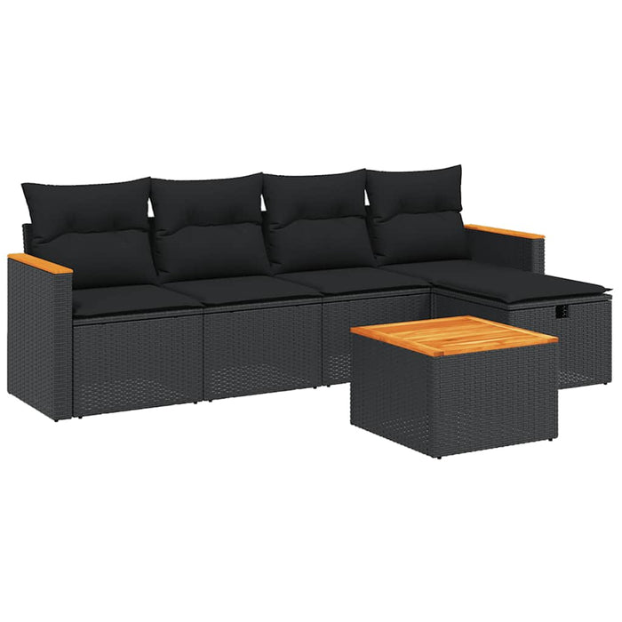 Set mobilier de grădină cu perne, 6 piese, negru, poliratan - WALTI WALTI