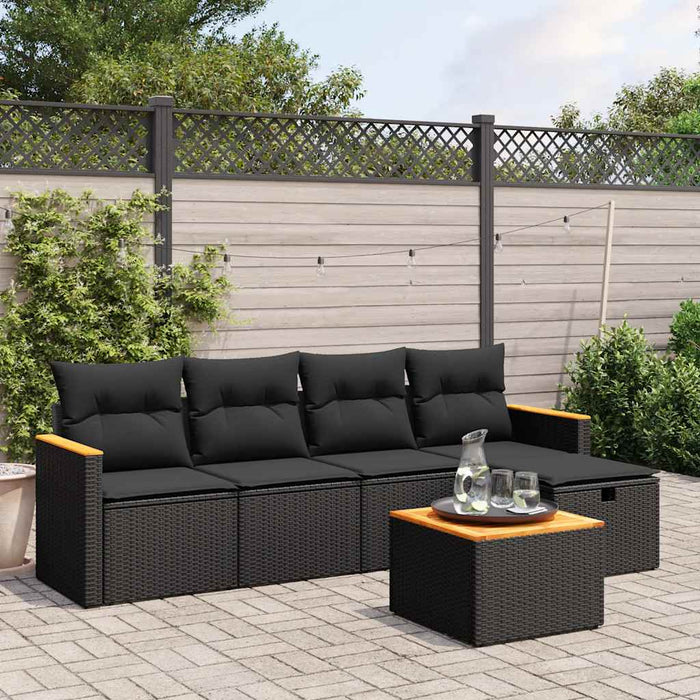 Set mobilier de grădină cu perne, 6 piese, negru, poliratan - WALTI WALTI
