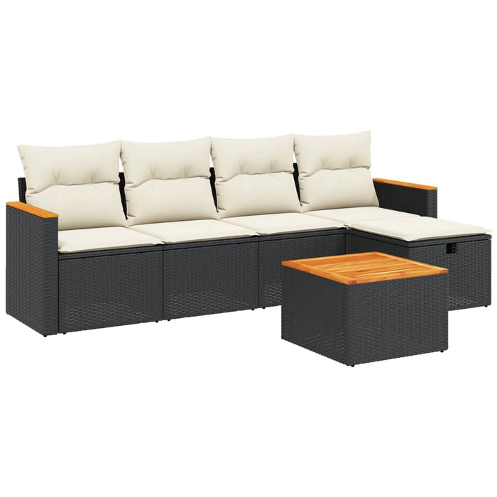 Set mobilier de grădină cu perne, 6 piese, negru, poliratan - WALTI WALTI