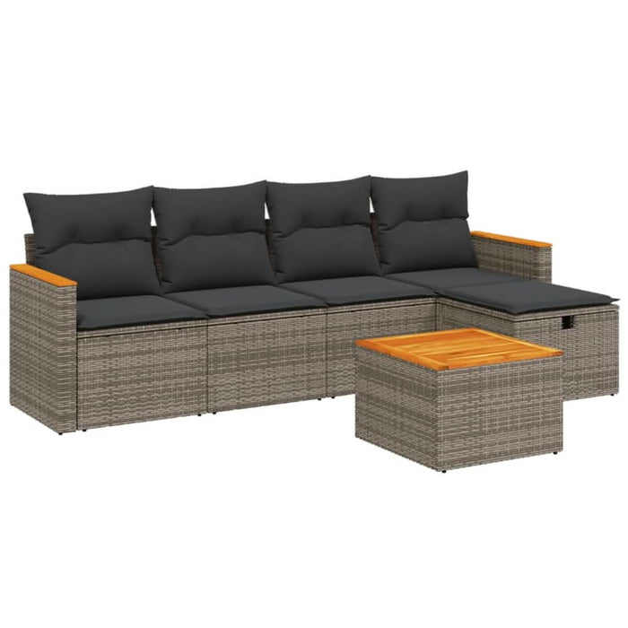 Set mobilier grădină cu perne, 6 piese, gri, poliratan - WALTI WALTI