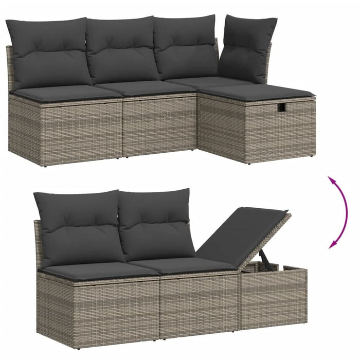 Set mobilier grădină cu perne, 6 piese, gri, poliratan - WALTI WALTI