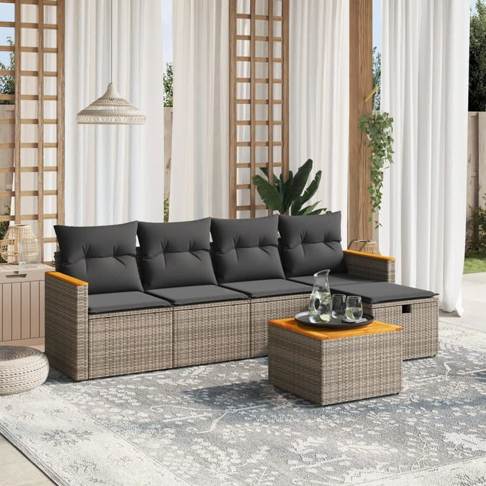 Set mobilier grădină cu perne, 6 piese, gri, poliratan - WALTI WALTI
