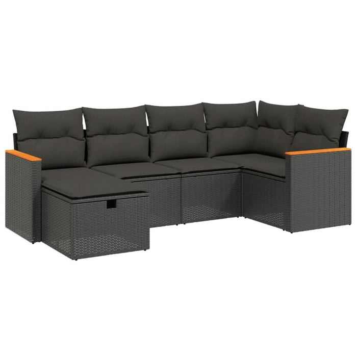 Set mobilier de grădină cu perne, 6 piese, negru, poliratan - WALTI WALTI