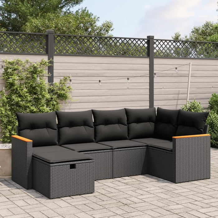 Set mobilier de grădină cu perne, 6 piese, negru, poliratan - WALTI WALTI