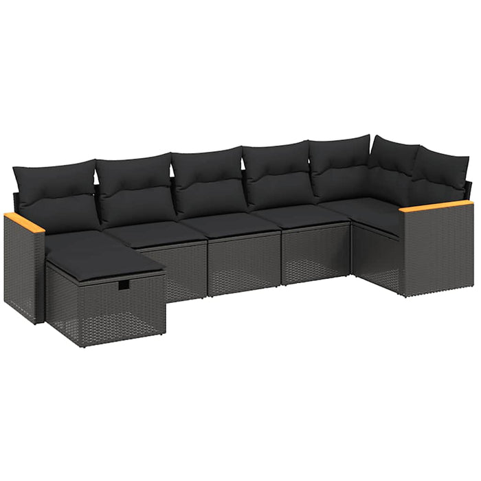 Set canapele de grădină cu perne, 7 piese, negru, poliratan - WALTI WALTI