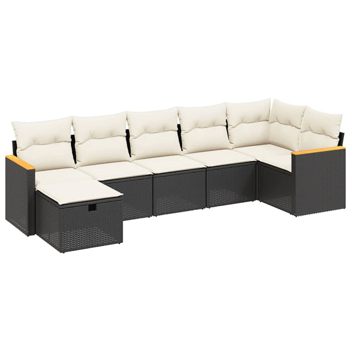 Set canapele de grădină cu perne, 7 piese, negru, poliratan - WALTI WALTI