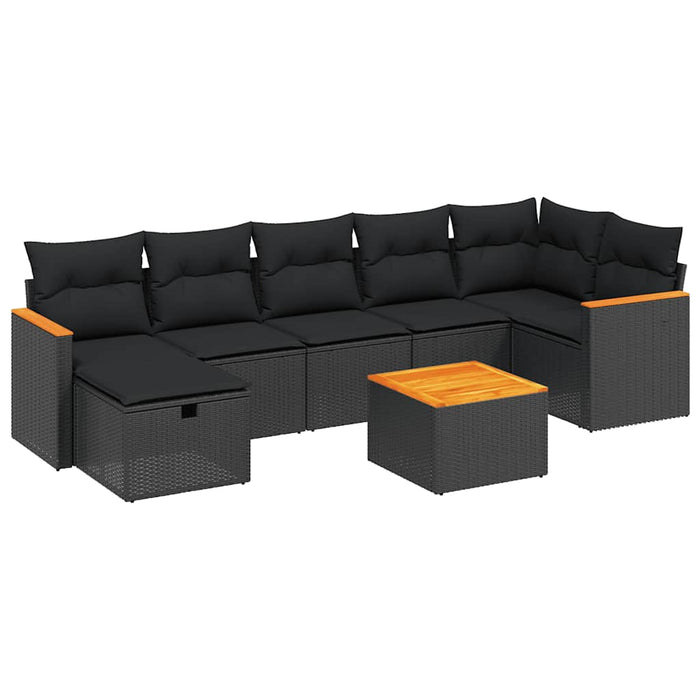 Set mobilier de grădină cu perne, 8 piese, negru, poliratan - WALTI WALTI