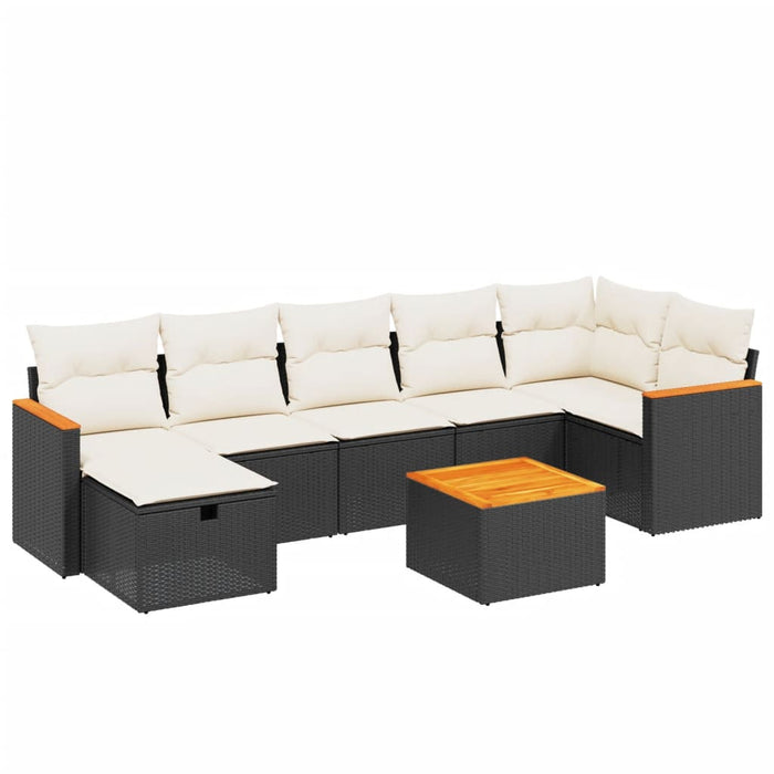 Set mobilier de grădină cu perne, 8 piese, negru, poliratan - WALTI WALTI