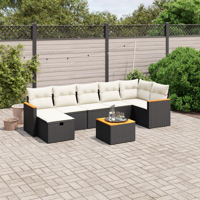 Set mobilier de grădină cu perne, 8 piese, negru, poliratan - WALTI WALTI