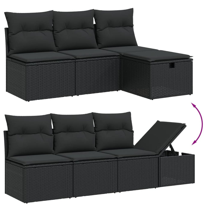 Set canapele de grădină cu perne, 7 piese, negru, poliratan - WALTI WALTI
