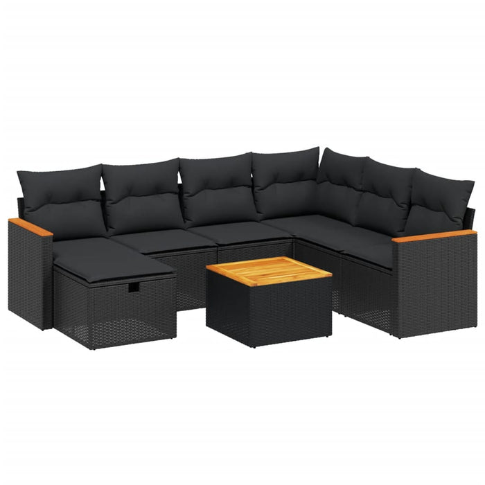 Set mobilier de grădină cu perne, 8 piese, negru, poliratan - WALTI WALTI