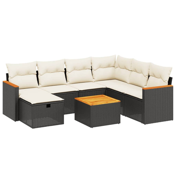 Set mobilier de grădină cu perne, 8 piese, negru, poliratan - WALTI WALTI