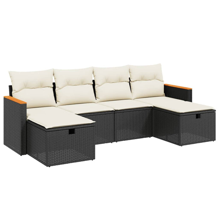 Set mobilier de grădină cu perne, 6 piese, negru, poliratan - WALTI WALTI