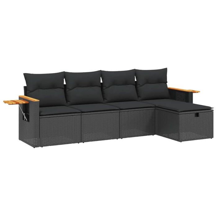 Set mobilier de grădină cu perne, 5 piese, negru, poliratan - WALTI WALTI