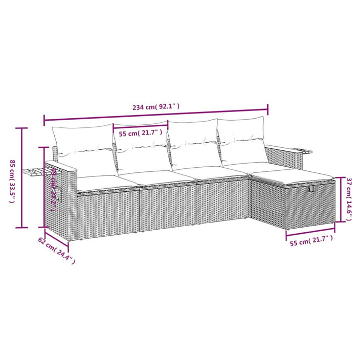Set mobilier de grădină cu perne, 5 piese, negru, poliratan - WALTI WALTI