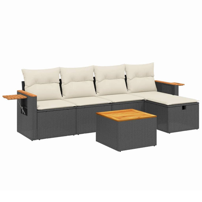 Set mobilier de grădină cu perne, 6 piese, negru, poliratan - WALTI WALTI