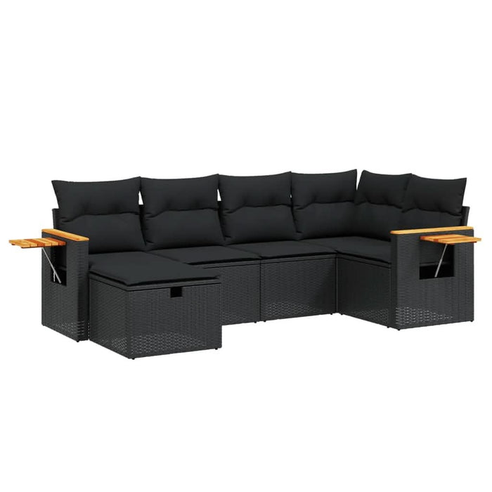 Set mobilier de grădină cu perne, 6 piese, negru, poliratan - WALTI WALTI