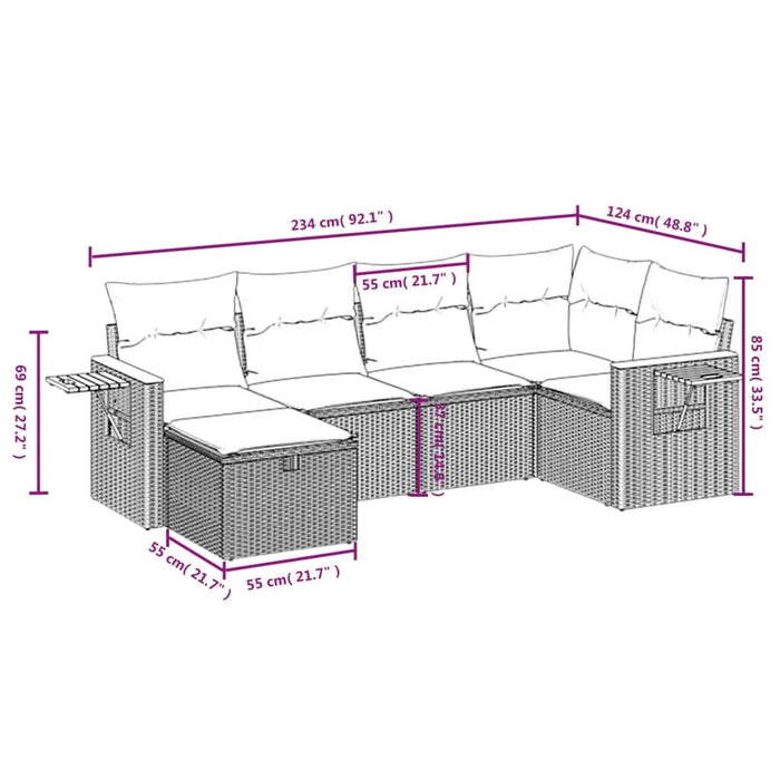 Set mobilier de grădină cu perne, 6 piese, negru, poliratan - WALTI WALTI