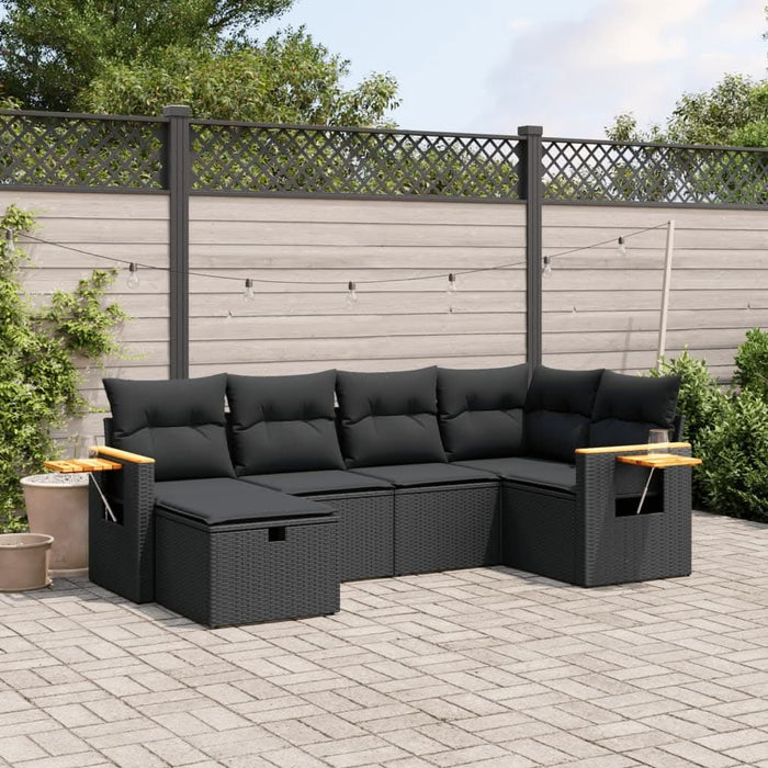 Set mobilier de grădină cu perne, 6 piese, negru, poliratan - WALTI WALTI