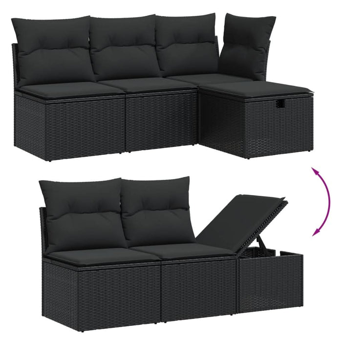 Set canapele de grădină cu perne, 7 piese, negru, poliratan - WALTI WALTI