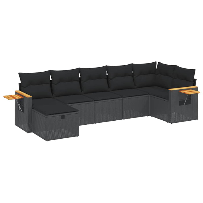 Set canapele de grădină cu perne, 7 piese, negru, poliratan - WALTI WALTI